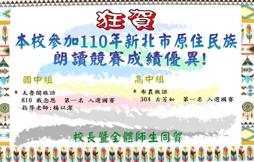 110原住民語文競賽獲獎