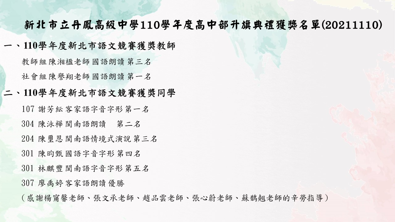 得獎名單