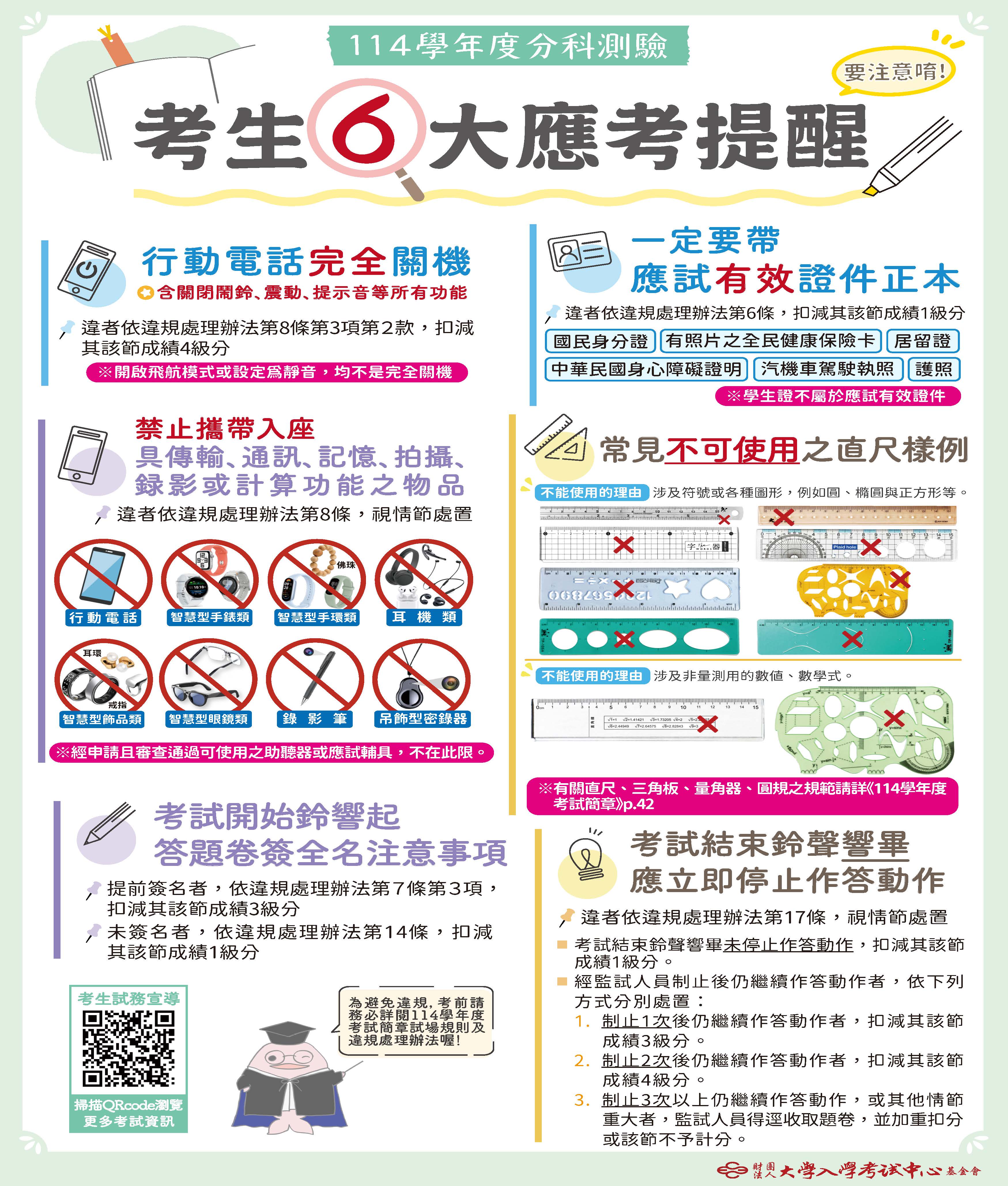 考生應考提醒