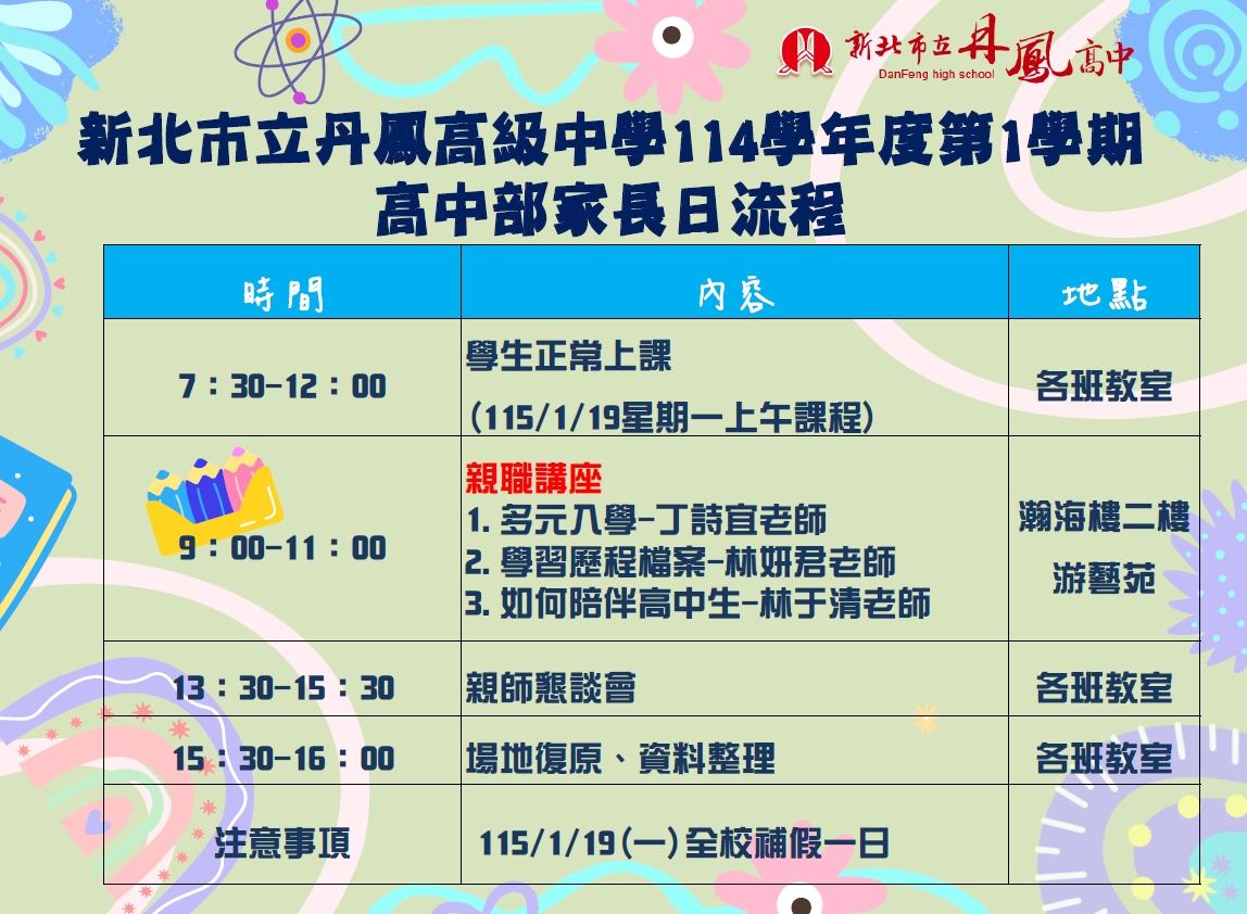 家長日高中部流程